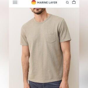 Marine Layer NWOT Heavy Slub Pocket Tshirt super comfortable XL tan and cream